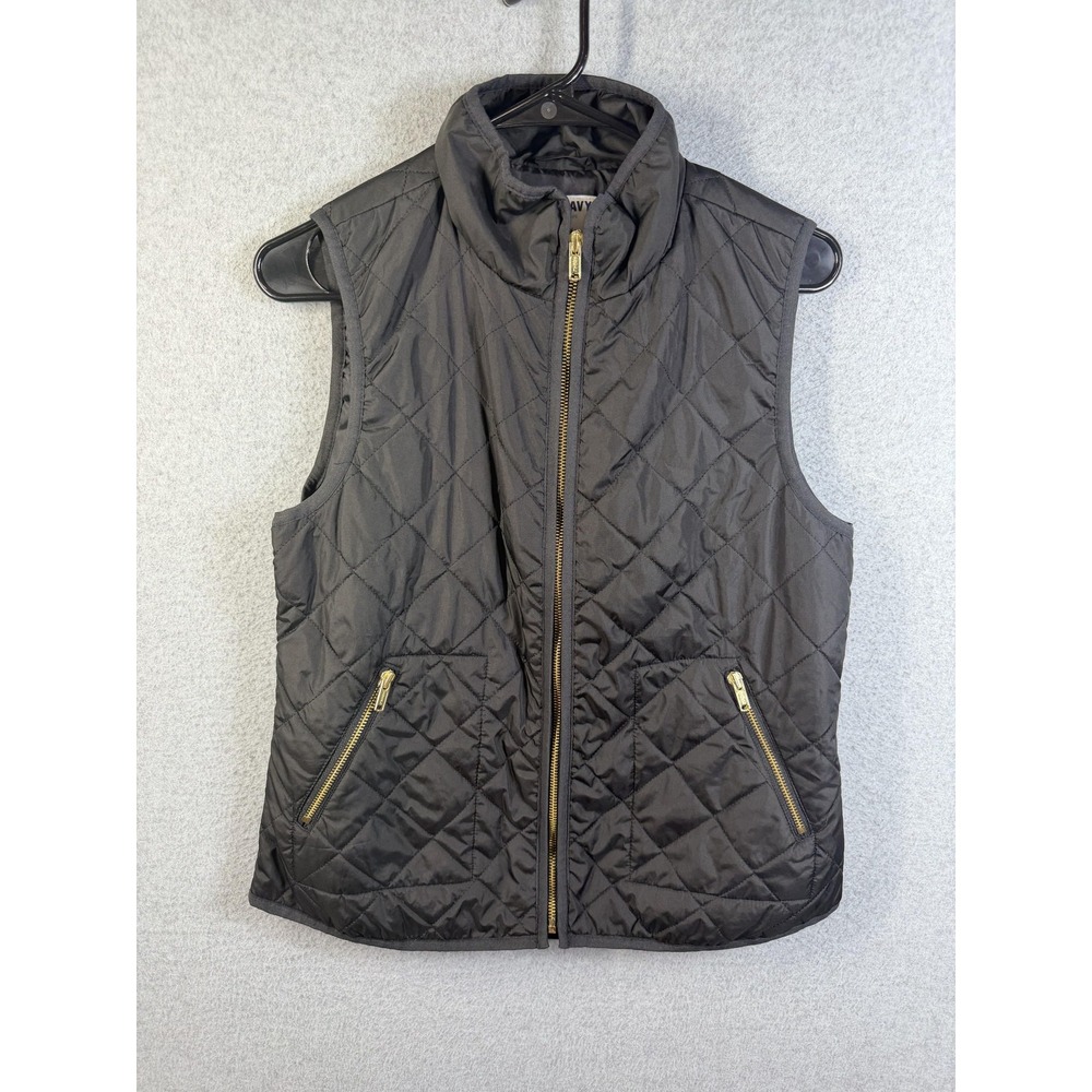 Old Navy Vest Womens Small Black Quilted Puffer Zip Pockets Lightweight Layer